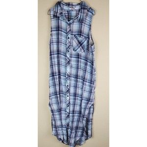 Plaid Buttonup Shirt Dress y2k lounge travel casual flowy split sides